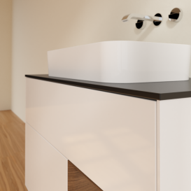 Тумба под раковину Villeroy & Boch Finion 100х50,1 см с подсветкой МДФ глянцевый белый лак/стекло черное матовое G662GNGF