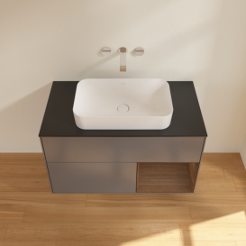 Тумба под раковину Villeroy & Boch Finion 100х50,1 см с подсветкой МДФ антрацит матовый лак/стекло черное матовое G662GNGK