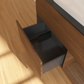 Тумба под раковину Villeroy & Boch Finion 100х50,1 см с подсветкой МДФ шпон грецкого ореха/стекло черное матовое G662GNGN