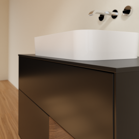 Тумба під раковину Villeroy & Boch Finion 100х50,1 см із підсвічуванням МДФ чорний матовий лак/скло чорне матове G662GNPD