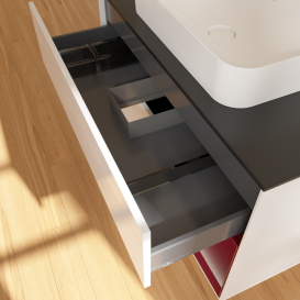 Тумба под раковину Villeroy & Boch Finion 100х50,1 см с подсветкой МДФ глянцевый белый лак/стекло черное матовое G662HBGF