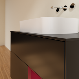 Тумба под раковину Villeroy & Boch Finion 100х50,1 см с подсветкой МДФ черный матовый лак/стекло черное матовое G662HBPD