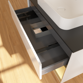 Тумба под раковину Villeroy & Boch Finion 100х50,1 см с подсветкой МДФ глянцевый белый лак/стекло черное матовое G662HFGF