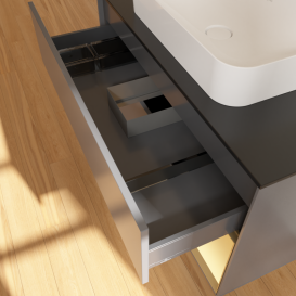 Тумба под раковину Villeroy & Boch Finion 100х50,1 см с подсветкой МДФ антрацит матовый лак/стекло черное матовое G662HFGK