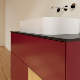 Тумба под раковину Villeroy & Boch Finion 100х50,1 см с подсветкой МДФ пион матовый лак/стекло черное матовое G662HFHB