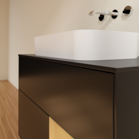 Тумба под раковину Villeroy & Boch Finion 100х50,1 см с подсветкой МДФ черный матовый лак/стекло черное матовое G662HFPD