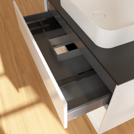 Тумба под раковину Villeroy & Boch Finion 100х50,1 см с подсветкой МДФ глянцевый белый лак/стекло черное матовое G662MTGF