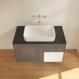 Тумба под раковину Villeroy & Boch Finion 100х50,1 см с подсветкой МДФ антрацит матовый лак/стекло черное матовое G662MTGK