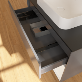 Тумба под раковину Villeroy & Boch Finion 100х50,1 см с подсветкой МДФ антрацит матовый лак/стекло черное матовое G662MTGK