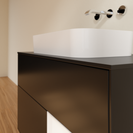 Тумба под раковину Villeroy & Boch Finion 100х50,1 см с подсветкой МДФ черный матовый лак/стекло черное матовое G662MTPD