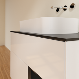 Тумба под раковину Villeroy & Boch Finion 100х50,1 см с подсветкой МДФ глянцевый белый лак/стекло черное матовое G662PDGF