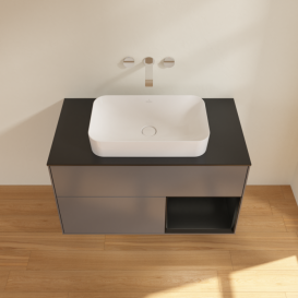 Тумба под раковину Villeroy & Boch Finion 100х50,1 см с подсветкой МДФ антрацит матовый лак/стекло черное матовое G662PDGK
