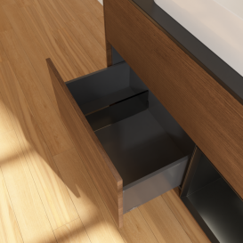 Тумба под раковину Villeroy & Boch Finion 100х50,1 см с подсветкой МДФ шпон грецкого ореха/стекло черное матовое G662PDGN