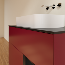 Тумба под раковину Villeroy & Boch Finion 100х50,1 см с подсветкой МДФ пион матовый лак/стекло черное матовое G662PDHB