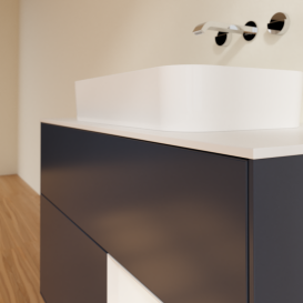 Тумба под раковину Villeroy & Boch Finion 100х50,1 см с подсветкой МДФ темно-синий матовый лак/стекло белое матовое G661GFHG