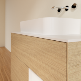 Тумба под раковину Villeroy & Boch Finion 100х50,1 см с подсветкой МДФ шпон дуба/стекло белое матовое G661GFPC
