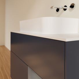 Тумба под раковину Villeroy & Boch Finion 100х50,1 см с подсветкой МДФ темно-синий матовый лак/стекло белое матовое G661GKHG