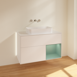 Тумба под раковину Villeroy & Boch Finion 100х50,1 см с подсветкой МДФ белый матовый лак/стекло белое матовое G661GMMT