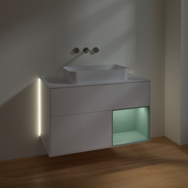 Тумба под раковину Villeroy & Boch Finion 100х50,1 см с подсветкой МДФ белый матовый лак/стекло белое матовое G661GMMT