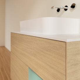 Тумба под раковину Villeroy & Boch Finion 100х50,1 см с подсветкой МДФ шпон дуба/стекло белое матовое G661GMPC