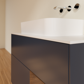 Тумба под раковину Villeroy & Boch Finion 100х50,1 см с подсветкой МДФ темно-синий матовый лак/стекло белое матовое G661GNHG