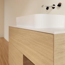 Тумба под раковину Villeroy & Boch Finion 100х50,1 см с подсветкой МДФ шпон дуба/стекло белое матовое G661GNPC