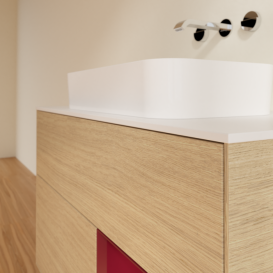 Тумба под раковину Villeroy & Boch Finion 100х50,1 см с подсветкой МДФ шпон дуба/стекло белое матовое G661HBPC