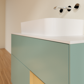 Тумба под раковину Villeroy & Boch Finion 100х50,1 см с подсветкой МДФ оливковый матовый лак/стекло белое матовое G661HFGM