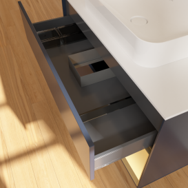 Тумба под раковину Villeroy & Boch Finion 100х50,1 см с подсветкой МДФ темно-синий матовый лак/стекло белое матовое G661HFHG