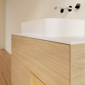 Тумба под раковину Villeroy & Boch Finion 100х50,1 см с подсветкой МДФ шпон дуба/стекло белое матовое G661HFPC