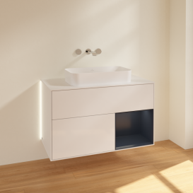 Тумба под раковину Villeroy & Boch Finion 100х50,1 см с подсветкой МДФ глянцевый белый лак/стекло белое матовое G661HGGF