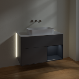 Тумба под раковину Villeroy & Boch Finion 100х50,1 см с подсветкой МДФ антрацит матовый лак/стекло белое матовое G661HGGK