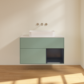 Тумба под раковину Villeroy & Boch Finion 100х50,1 см с подсветкой МДФ оливковый матовый лак/стекло белое матовое G661HGGM