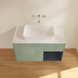 Тумба под раковину Villeroy & Boch Finion 100х50,1 см с подсветкой МДФ оливковый матовый лак/стекло белое матовое G661HGGM