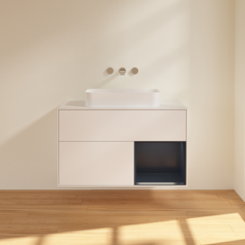 Тумба под раковину Villeroy & Boch Finion 100х50,1 см с подсветкой МДФ белый матовый лак/стекло белое матовое G661HGMT