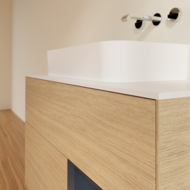 Тумба под раковину Villeroy & Boch Finion 100х50,1 см с подсветкой МДФ шпон дуба/стекло белое матовое G661HGPC