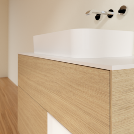 Тумба под раковину Villeroy & Boch Finion 100х50,1 см с подсветкой МДФ шпон дуба/стекло белое матовое G661MTPC