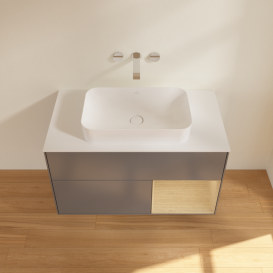 Тумба под раковину Villeroy & Boch Finion 100х50,1 см с подсветкой МДФ антрацит матовый лак/стекло белое матовое G661PCGK