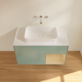 Тумба под раковину Villeroy & Boch Finion 100х50,1 см с подсветкой МДФ оливковый матовый лак/стекло белое матовое G661PCGM