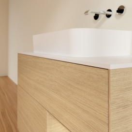 Тумба под раковину Villeroy & Boch Finion 100х50,1 см с подсветкой МДФ шпон дуба/стекло белое матовое G661PCPC