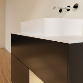 Тумба под раковину Villeroy & Boch Finion 100х50,1 см с подсветкой МДФ черный матовый лак/стекло белое матовое G661PCPD