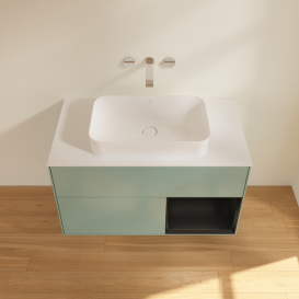 Тумба под раковину Villeroy & Boch Finion 100х50,1 см с подсветкой МДФ оливковый матовый лак/стекло белое матовое G661PDGM