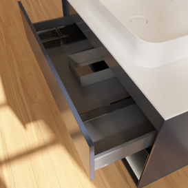 Тумба под раковину Villeroy & Boch Finion 100х50,1 см с подсветкой МДФ темно-синий матовый лак/стекло белое матовое G661PDHG