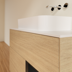 Тумба под раковину Villeroy & Boch Finion 100х50,1 см с подсветкой МДФ шпон дуба/стекло белое матовое G661PDPC