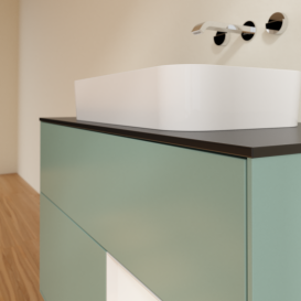 Тумба под раковину Villeroy & Boch Finion 100х50,1 см с подсветкой МДФ оливковый матовый лак/стекло черное матовое G662GFGM