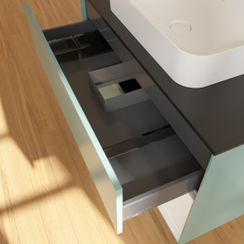 Тумба под раковину Villeroy & Boch Finion 100х50,1 см с подсветкой МДФ оливковый матовый лак/стекло черное матовое G662GFGM