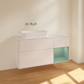 Тумба под раковину Villeroy & Boch Finion 120х50,1 см с подсветкой МДФ глянцевый белый лак/стекло белое матовое F691GMGF