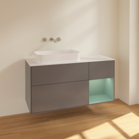 Тумба под раковину Villeroy & Boch Finion 120х50,1 см с подсветкой МДФ антрацит матовый лак/стекло белое матовое F691GMGK