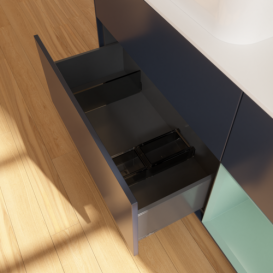 Тумба под раковину Villeroy & Boch Finion 120х50,1 см с подсветкой МДФ темно-синий матовый лак/стекло белое матовое F691GMHG