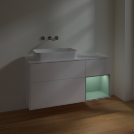Тумба под раковину Villeroy & Boch Finion 120х50,1 см с подсветкой МДФ белый матовый лак/стекло белое матовое F691GMMT